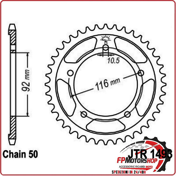 CORONA PER TRASMISSIONE MOTO JT 1493 Z42 JTR1493.42 42 DENTI ACCIAIO PASSO 530