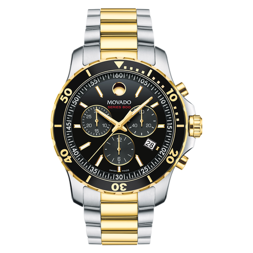 Pre-owned Movado Brand  Series 800 Black Dial Two-tone Bracelet Men's Watch 2600146