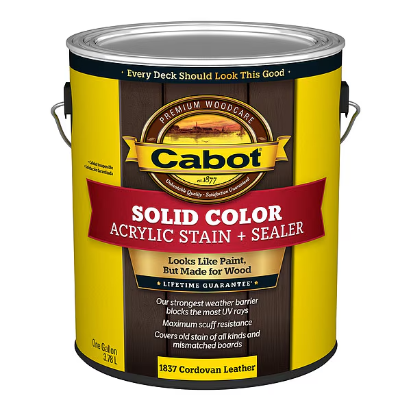 Cabot Solid Color Acrylic Stain Sealer 1 Gal Cordovan Leather Exterior Wood