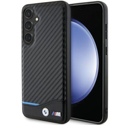 Handyhülle Case Galaxy S24 Plus BMW Carbon-Optik schwarz Logo Metall
