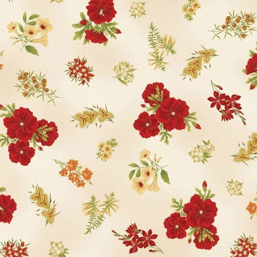 Quilting Patchwork Sewing Fabric Australian Floral Red 50x55cm FQ