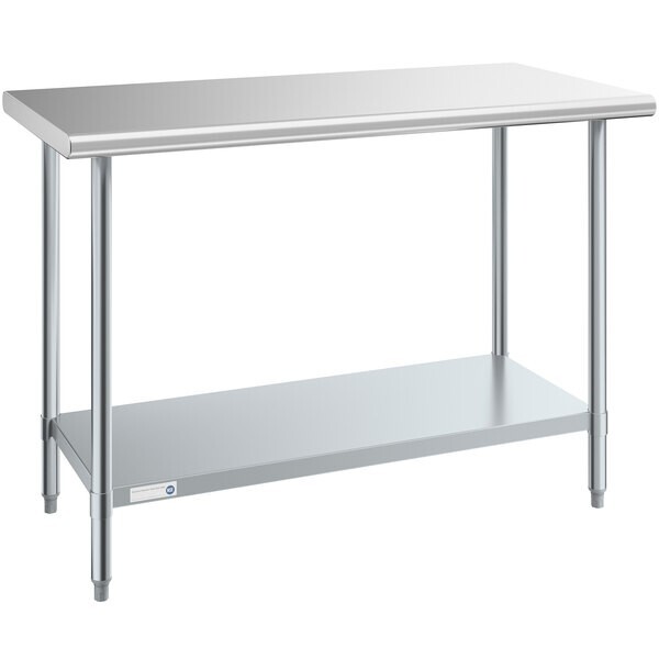 24"W x 48"L Stainless Steel Prep and Work Restaurant Table with Undershelf