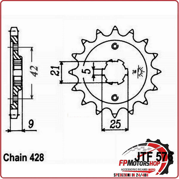 PIGNONE TRASMISSIONE PER MOTO JT 576 Z17 JTF576.17 17 DENTI ACCIAIO PASSO 428