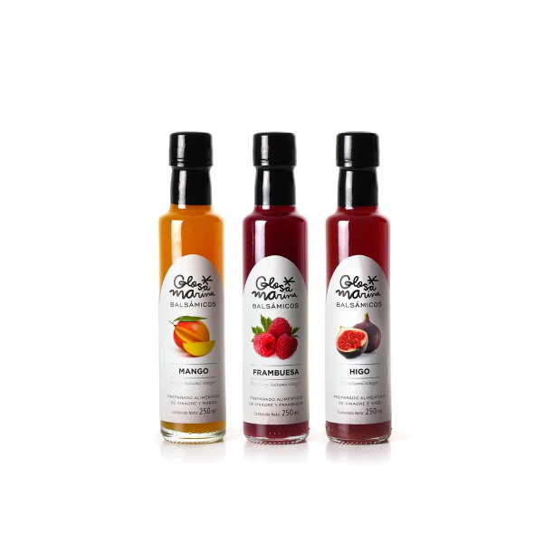 GLOSA MARINA 3er Paket Mango, Himbeere, Feige Balsamico Essig Creme (3 x 250ml)