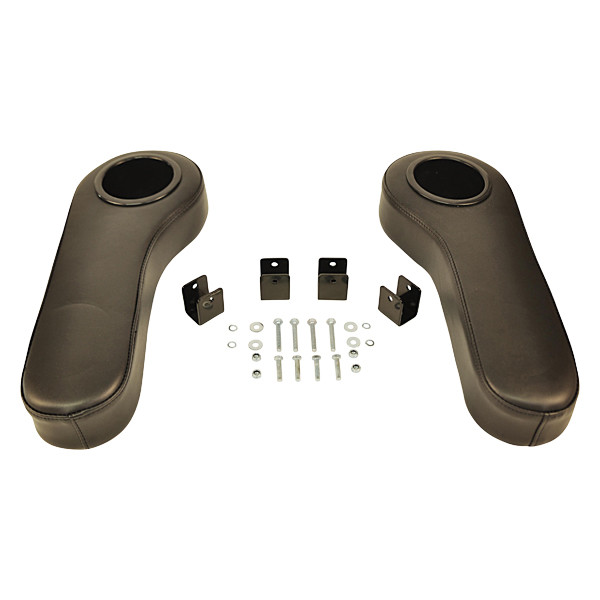 Black Golf Cart Rear Seat Arm Rests w/ Cup Holders No Drilling