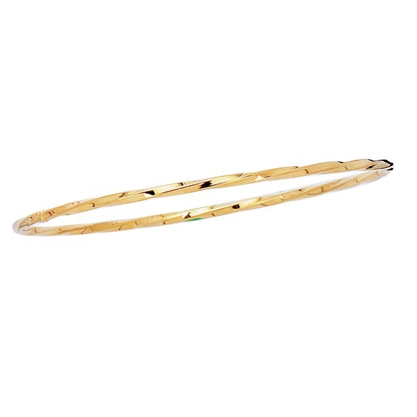 Pre-owned R C I 14k Yellow Gold 8" Slip-on Stackable Twisted Bangle/bracelets 2.8 Grams 2.5mm In No Stone