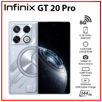 (Unlocked) Infinix GT 20 Pro 12GB+256GB SILVER Dual SIM Android Cell Phone