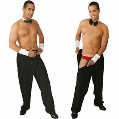 ADULT MEN TEAR AWAY RIP OFF MALE STRIPPER BLACK COSTUME PANTS CHIPPENDALE DANCER