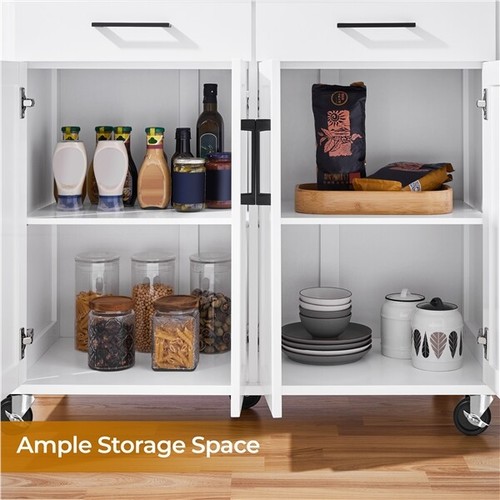 Rolling Kitchen Island with Drop Leaf, Storage Cabinet, Detachable Towel Bar