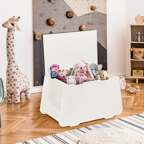 Wooden Toy Chest Storage Bench with Padded Seat Shoe Bench Entryway Bench