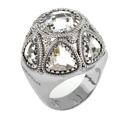 Pre-owned Rebecca 8.84ctw Hydro Quartz Domed Elegance Ring Size 6 & Size 8 In Clear