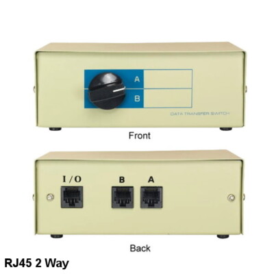 KNTK 2-Way RJ45 Data Transfer Switch Box Rotary Network PC Router Modem Internet