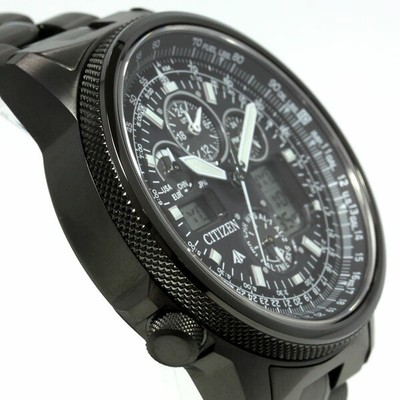 Pre-owned Citizen Promaster Sky Jy8025-59e Titanium Eco-drive Radio Solar Watch Black