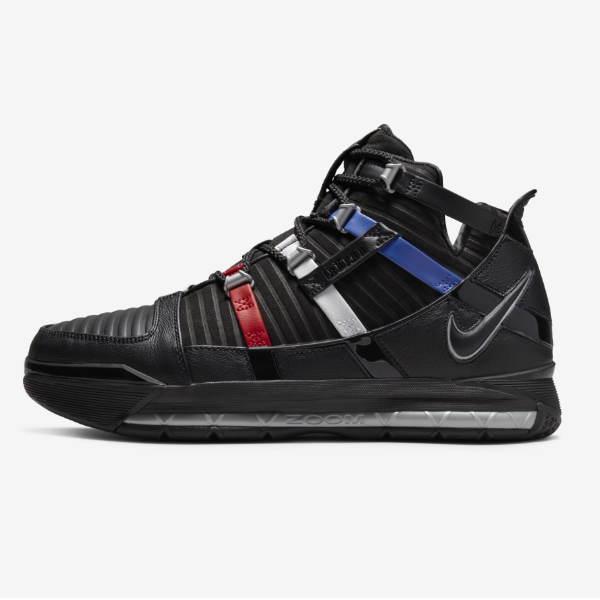 

Кроссовки Nike Zoom LeBron 3 QS DO9354-001 «Черный и университетский красный», Черный, Nike Zoom LeBron 3 QS