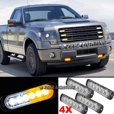 4X 6 LED Amber&White Emergency Hazard Warning Strobe Beacon Caution Light Bar#07