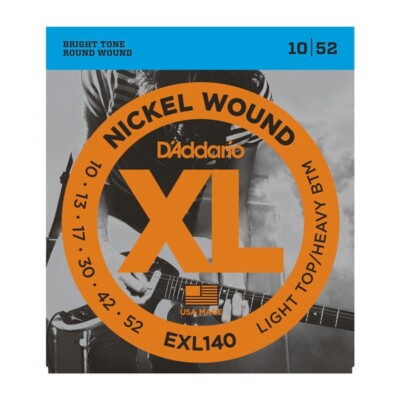 D'Addario EXL140 Nickel Light Top/Heavy Bottom Electric Guitar Strings 10-52