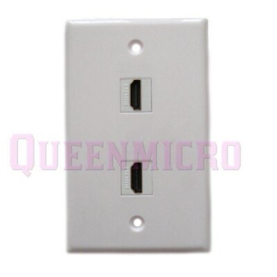 2-Port Single Gang HDMI 4K HD 3D 1080P ARC HDR Wall Plate Panel Outlet Extender