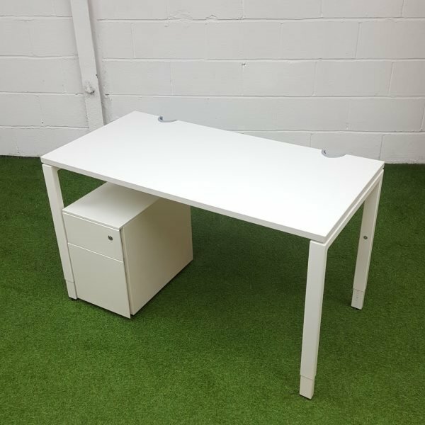 Haworth Height Adjustable Desk Rectangular, White, 1200mm Width in
