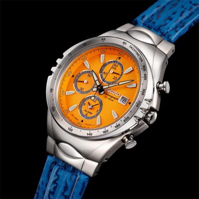 Pre-owned Seiko Giugiaro Macchina Sportiva Snaf83pc Orange Men's Watch In Box