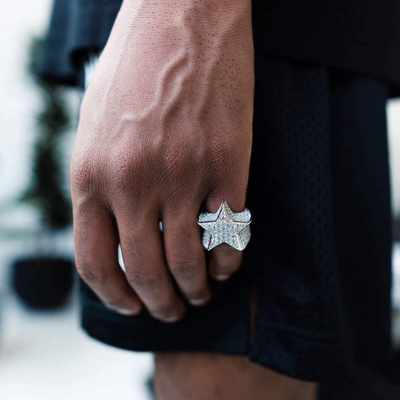 Star iced out on sale ring