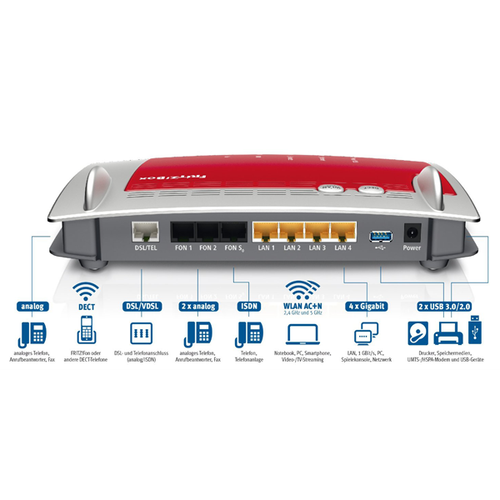 AVM FRITZbox WLAN 7490 DSL-Router VDSLADSL WLAN Media-Server NEU 