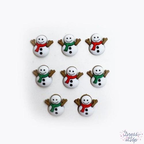 Jesse James Dress It Up Novelty Buttons Cute Snowmen Pack of 8