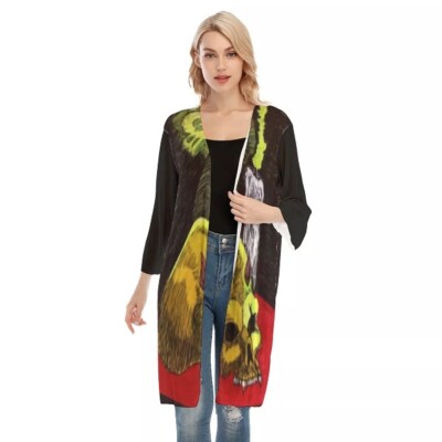 Women's V-neck Long Sleeve Mesh Cardigan Mystic Animal Fantasy Modern Art Design