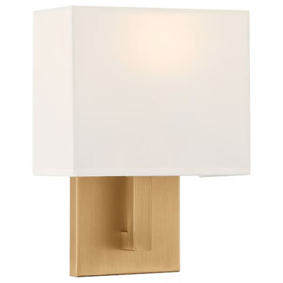 Access Lighting LED Mid Town Wall Sconce Antique Brass Fabric 64061LEDDLP-ABB/WH