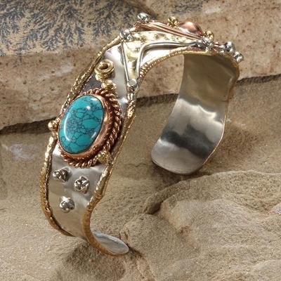 New Tara Mesa Turquoise Embellished Cuff Bracelet