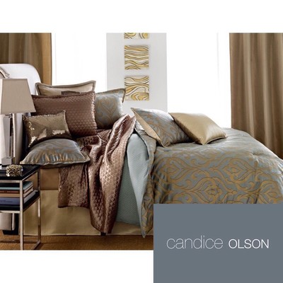 Candice Olson ENTICE Gold/AQUA EURO SHAM SET! 26'' X 26'' NIP MRSP $120! ~2 PC SET