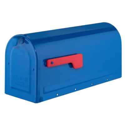Blue Medium,Steel Post Mount Mailbox Durable Classic Galvanized Steel Brand New