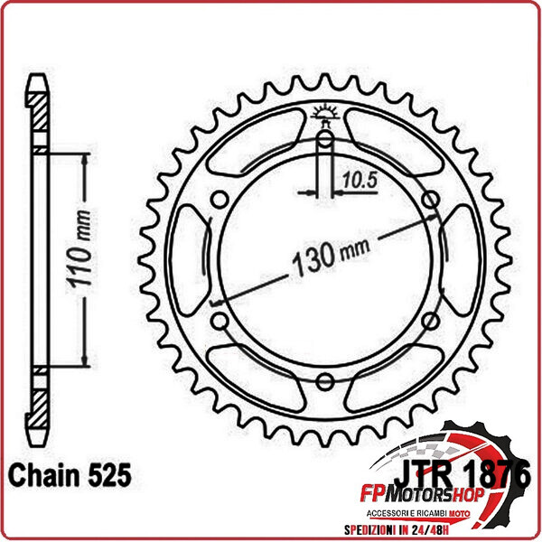 CORONA PER TRASMISSIONE MOTO JT 1876 Z46 JTR1876.46 46 DENTI ACCIAIO PASSO 525