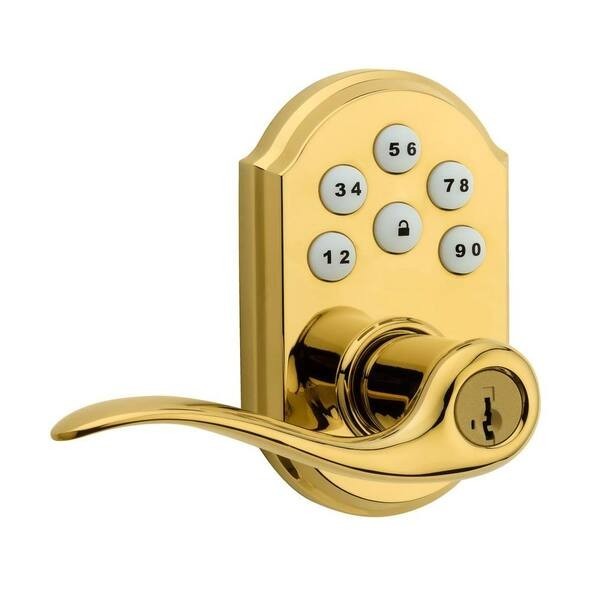 Kwikset SmartCode Polished Brass Keypad Electronic Door Lever 911LL TRL L03 SMT
