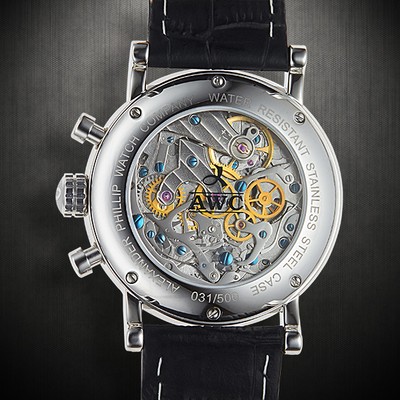 awc mechanical chronograph moon phase mens watch