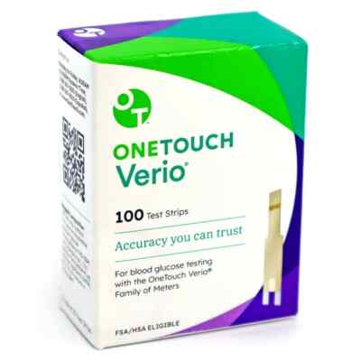 100 OneTouch Verio Test Strips EXP  04/2025 or 05/2025 - FREE SHIPPING