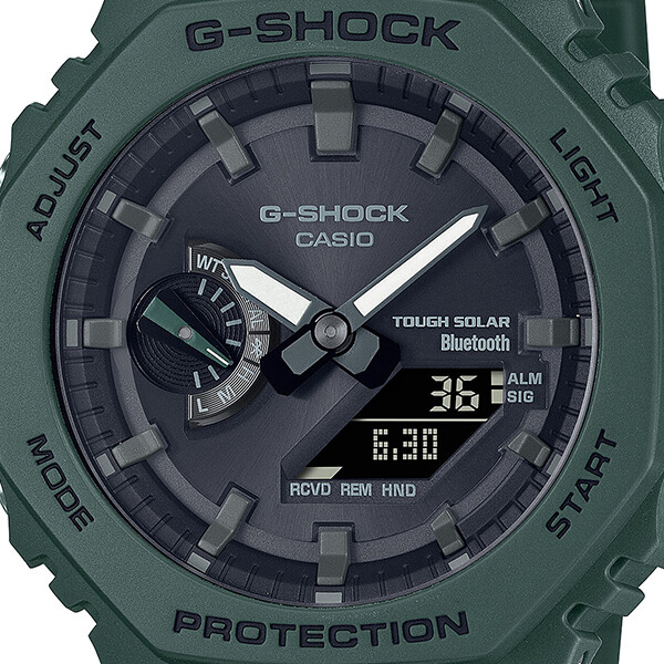 Pre-owned Casio G-shock Octagon Ga-b2100-3ajf Men's Watch Solar Bluetooth Green 2022