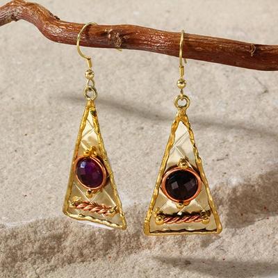 New Tara Mesa 5.10ctw Amethyst Quilted Pyramid Earrings