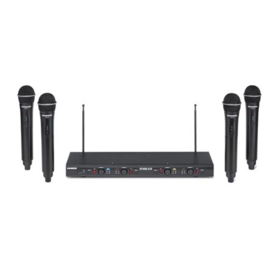 Samson Stage 412 Frequency-Agile 4-Channel Handheld VHF Wireless System w 4 Mics