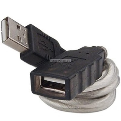 New 30 inch (2.5 Foot) USB A (M) to A (F) Extension Cable (Black, Silver)