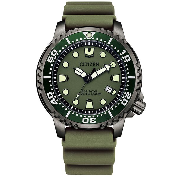 Pre-owned Citizen Promaster Bn0157-11x Green Marine Diver Eco-drive Men Wrist Watch Gift