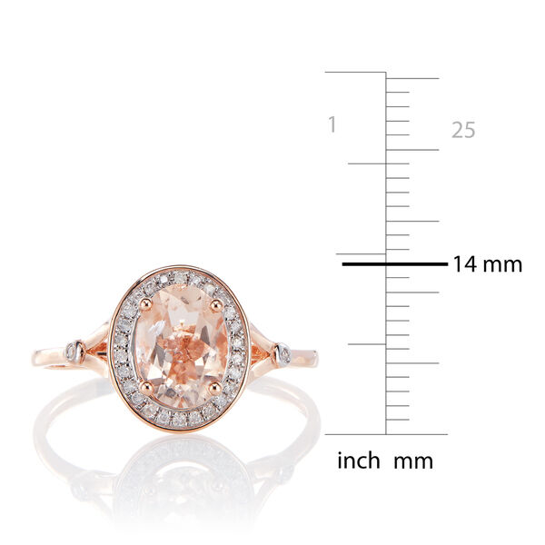 Pre-owned Tiffany & Co 10k Rose Gold 1.21ct Tw Morganite And Diamond Split Shank Ring (g-h, I2-i3) In White