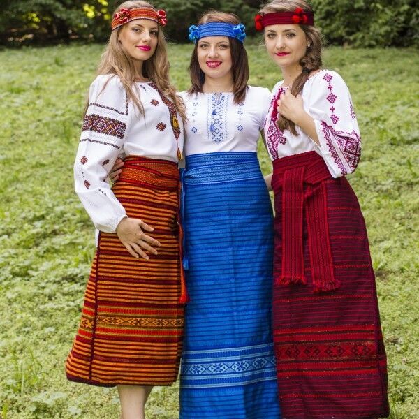 Ukrainian handmade folk embroidered costume for ladies, vyshyvanka, 4 pieces