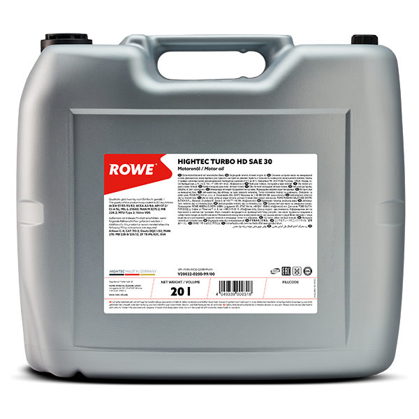 ROWE HIGHTEC TURBO HD SAE 30 Motoren&ouml;l 20L f&uuml;r Deutz MAN Mercedes MTU Volvo ZF