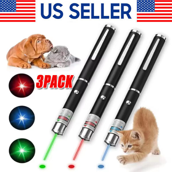 3 Packs 900Mile Laser Pointer Pen Green Blue Red Light