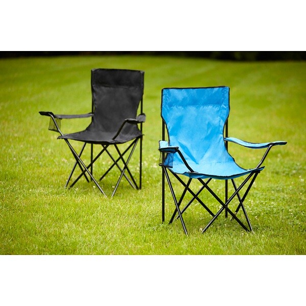 Camping Picnic Chair Black Steel Frame Folding Beach Camp Outdoor Portable Seat