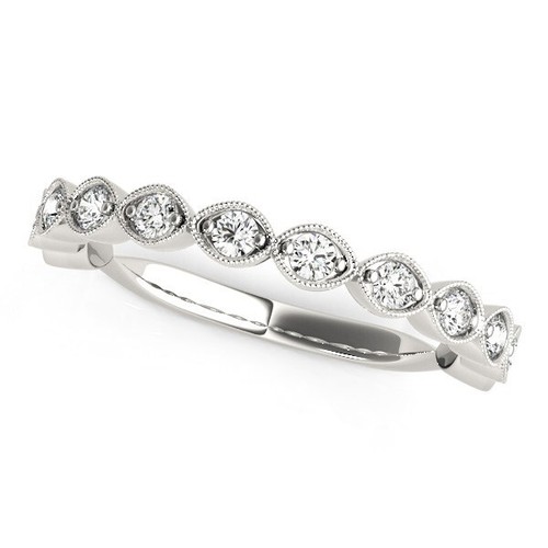 Обручальное кольцо с бриллиантом в античном стиле из белого золота 14 карат (3/8 карат)