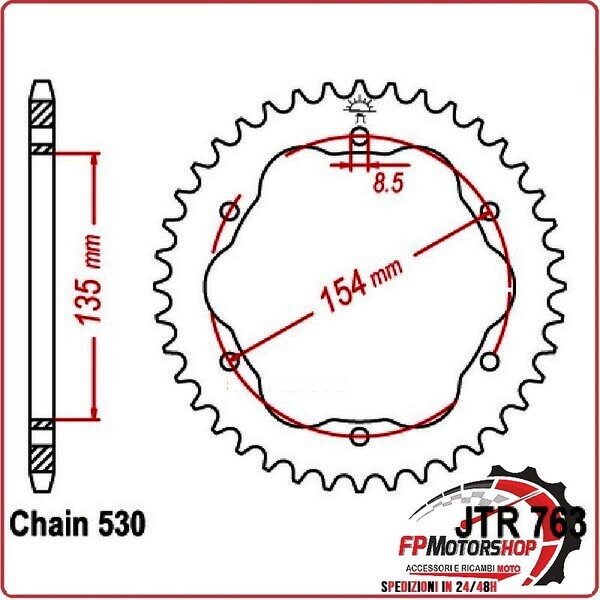 CORONA PER TRASMISSIONE MOTO JT 763 Z40 ZBK ZINCATA NERA JTR763.40ZBK DUCATI