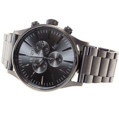 Pre-owned Nixon Men's Watch The Sentry Chrono All Gunmetal A386-632 A386632