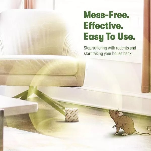 BugMD Vamoose - Rodent Pouches (4 Pack), Plant-Powered Rat.. 1 Pack, 4 Pouches..