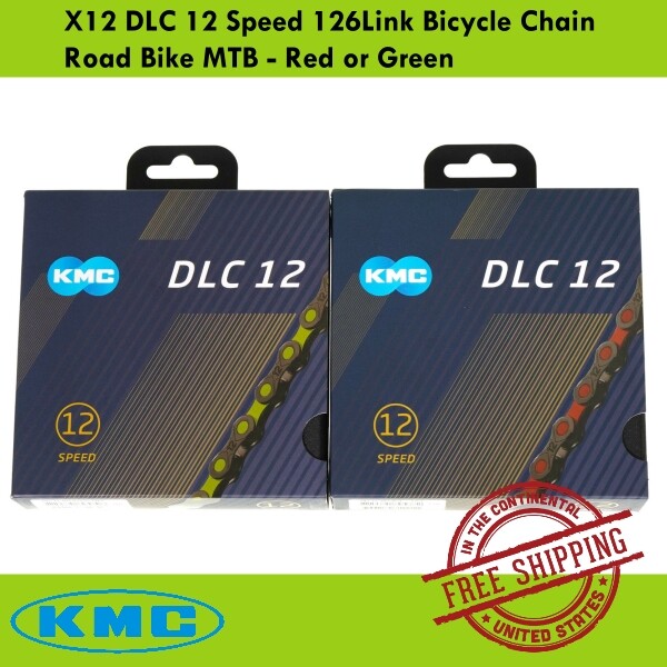 KMC X12 DLC 12 Speed 126Link Bicycle Chain Road Bike MTB - Red or Green
